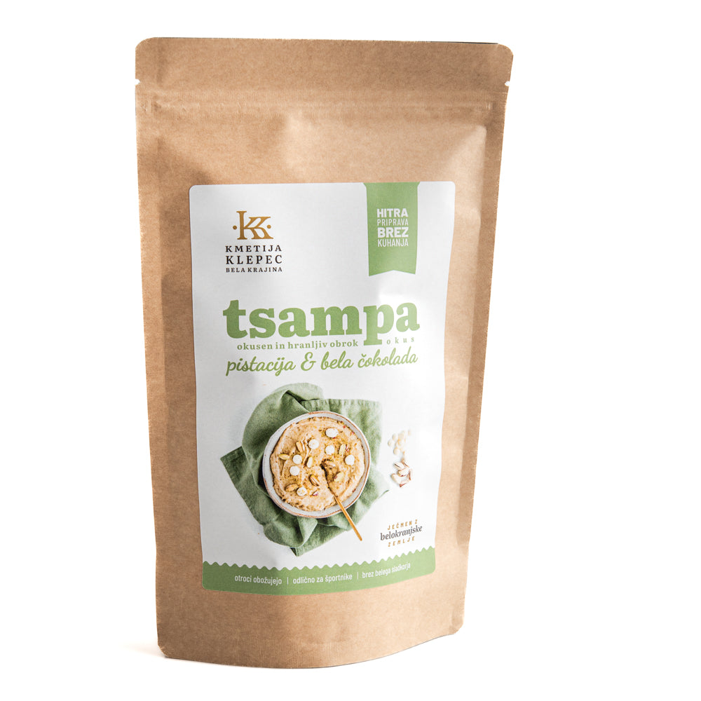 tsampa pistacija in bela čokolada kmetija Klepec